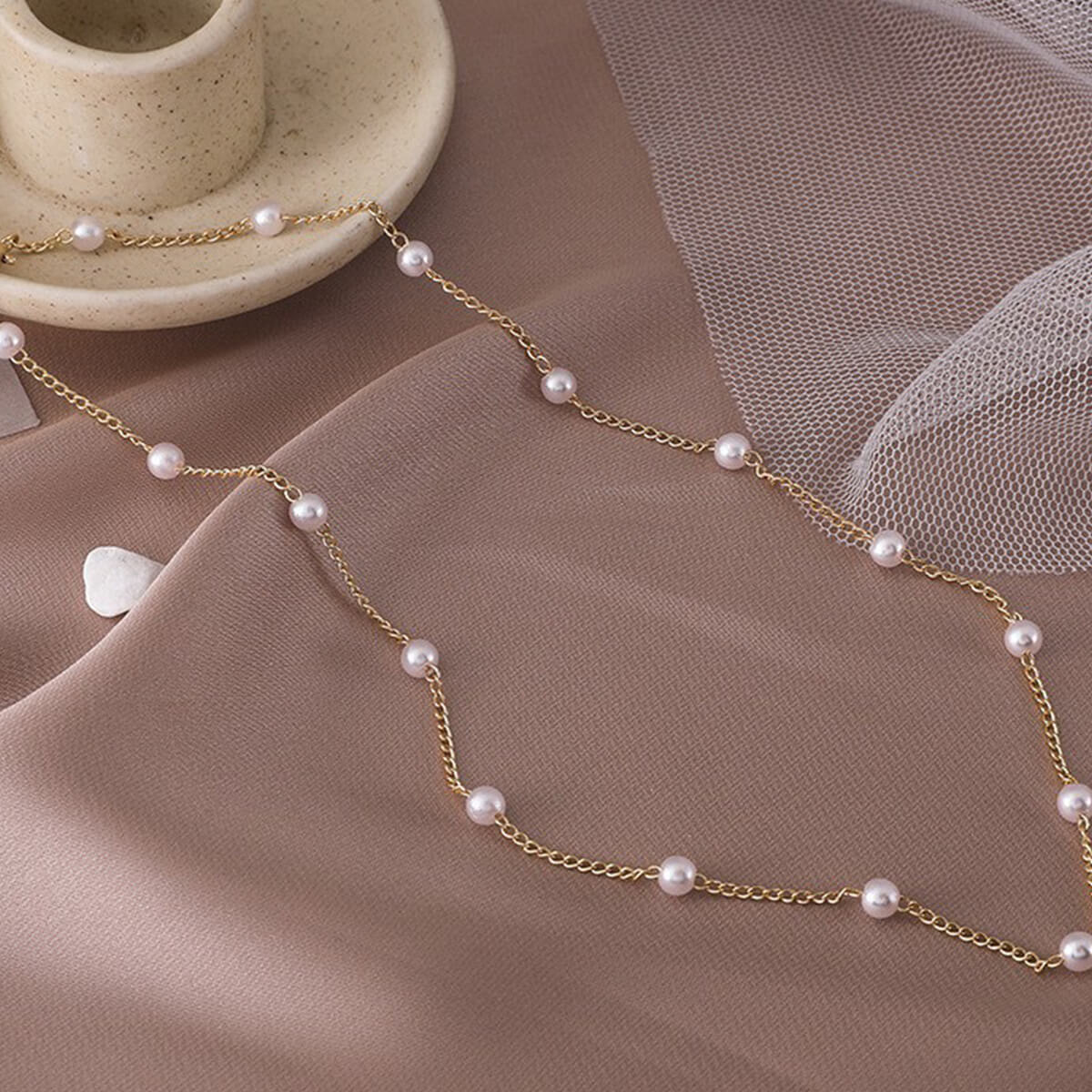 Dainty Gold Pearl Necklace Margot