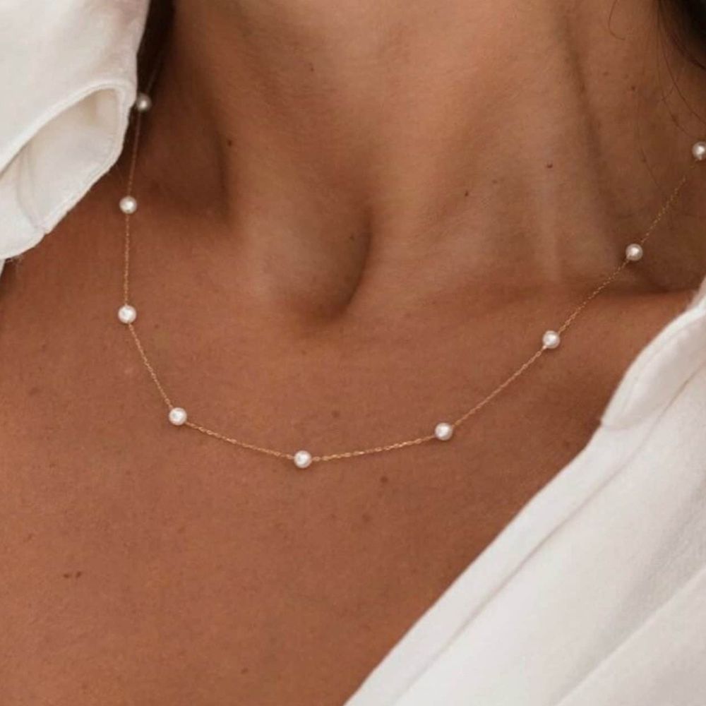 Dainty Gold Pearl Necklace Margot