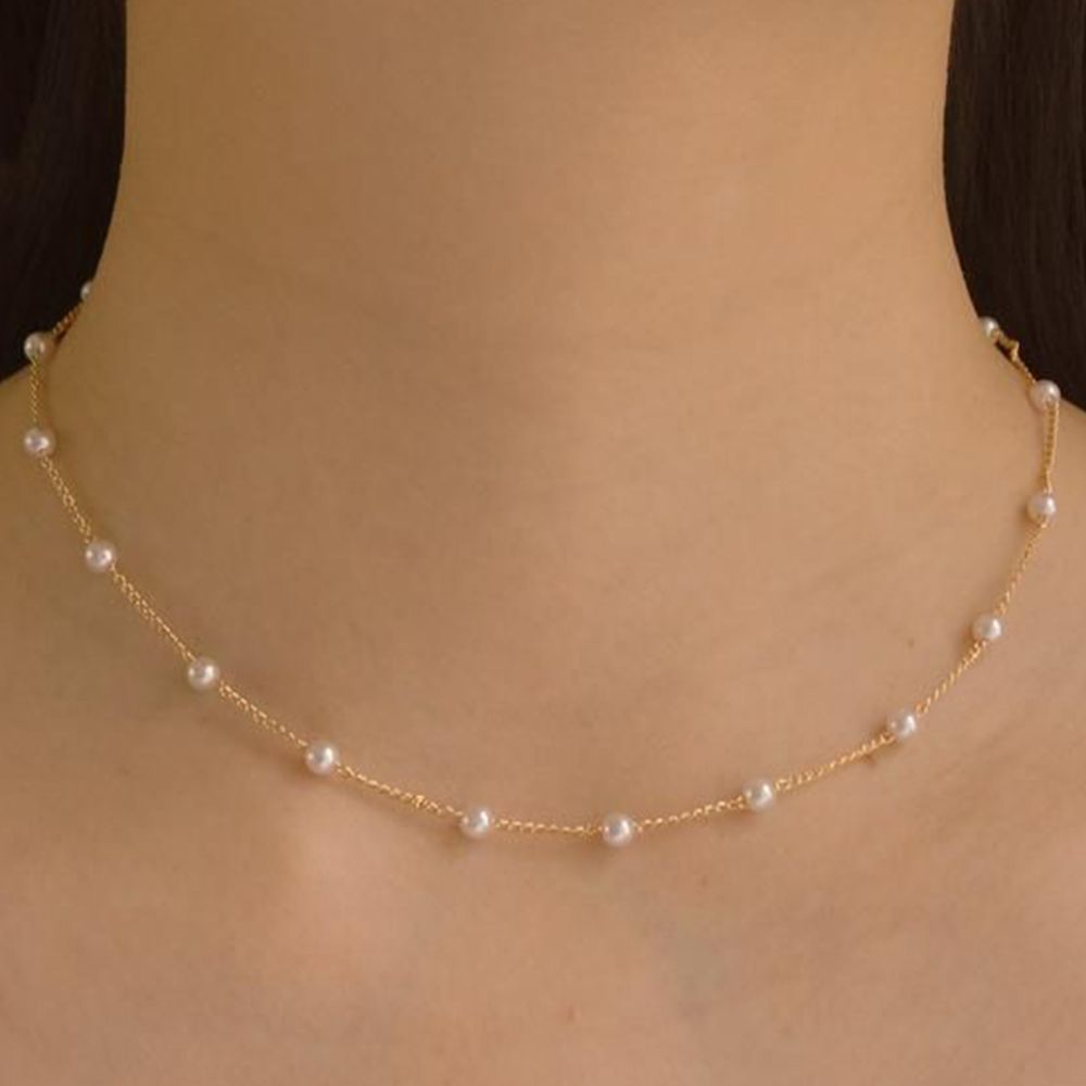 Dainty Gold Pearl Necklace Margot