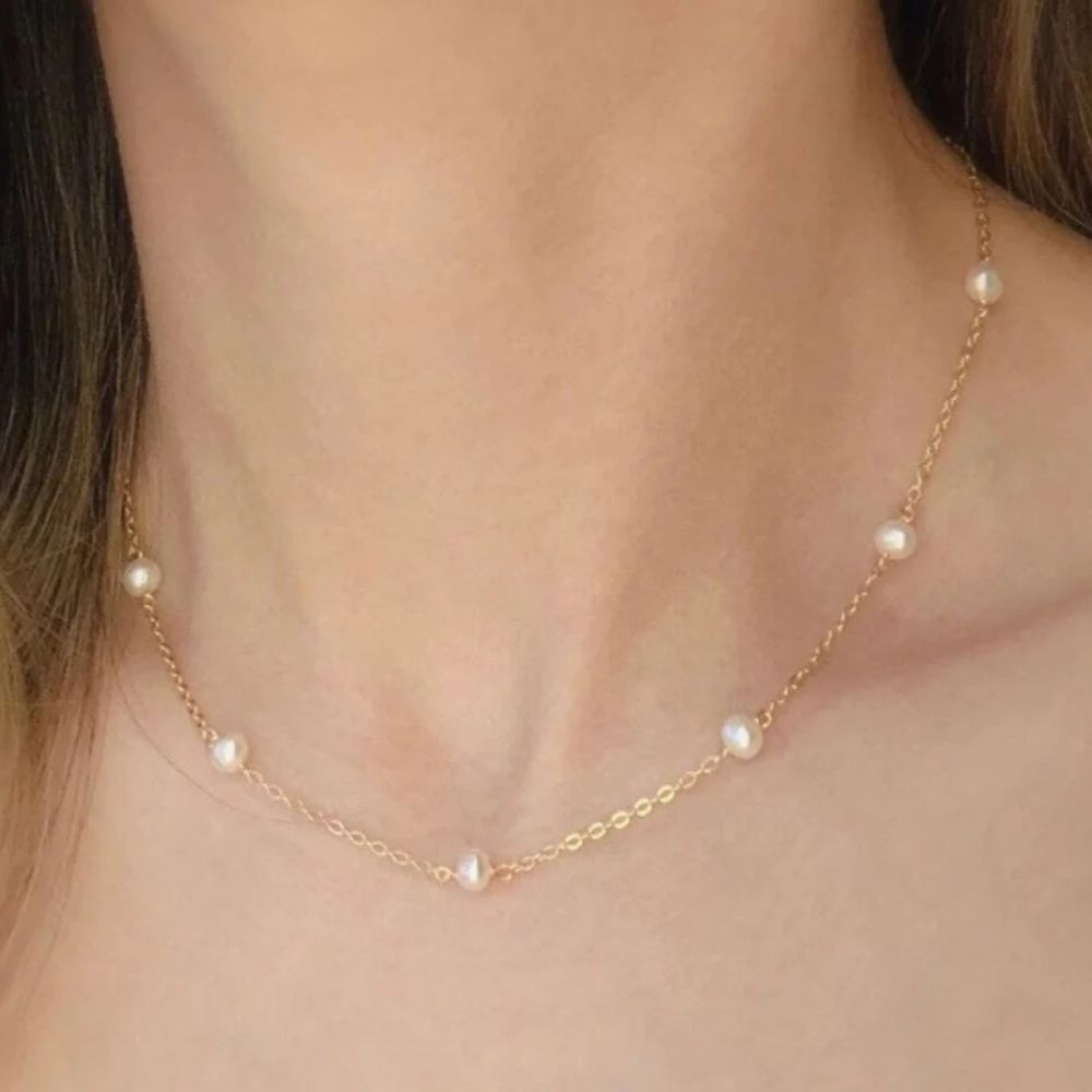 Dainty Gold Pearl Necklace Margot