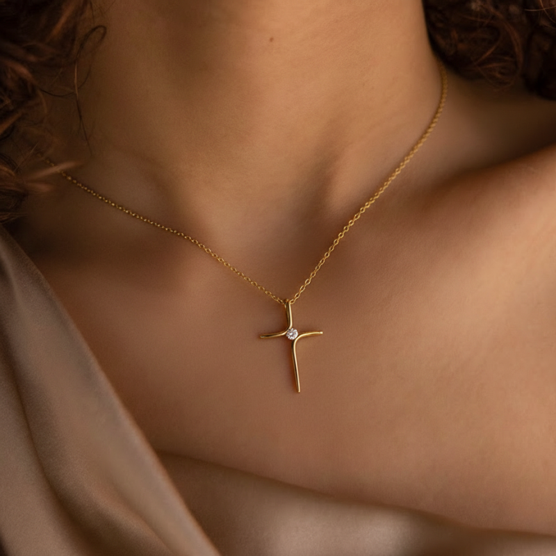 Delicate Gold Cross Necklace Margot