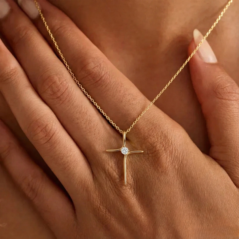 Delicate Gold Cross Necklace Margot