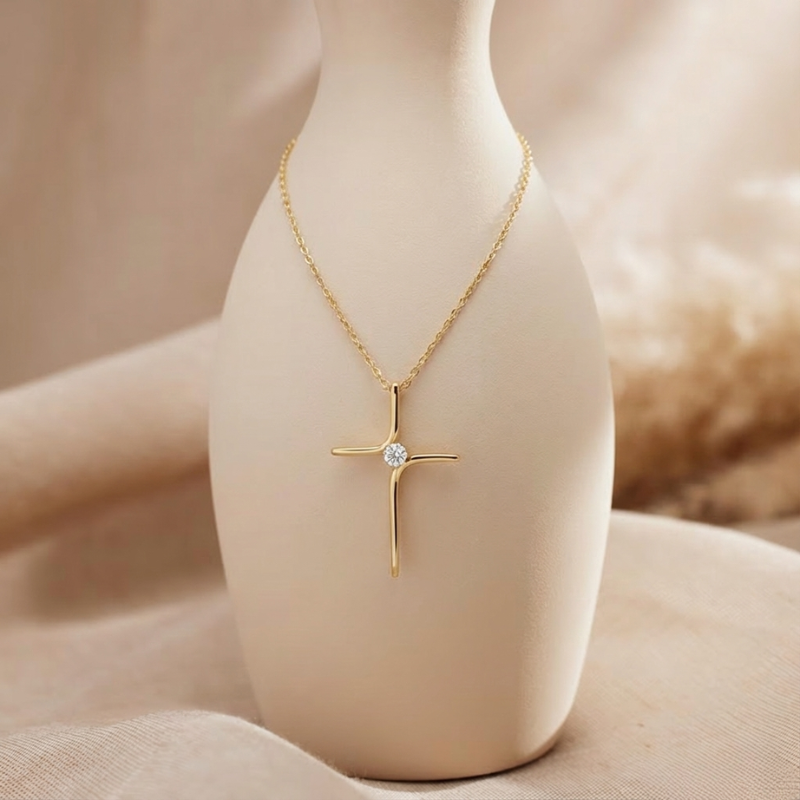 Delicate Gold Cross Necklace Margot
