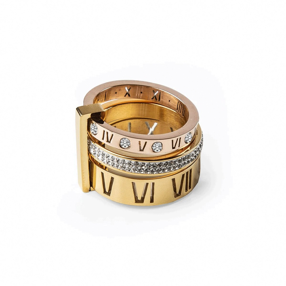 Elegant Triple Ring with Crystal Accents Margot