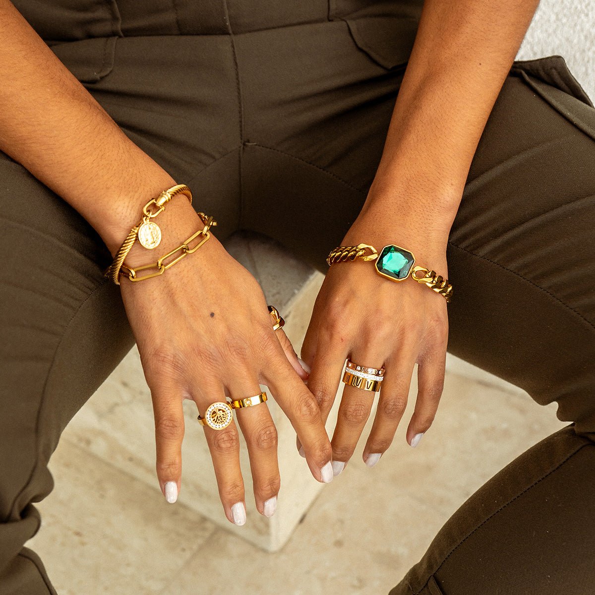 Elegant Triple Ring with Crystal Accents Margot