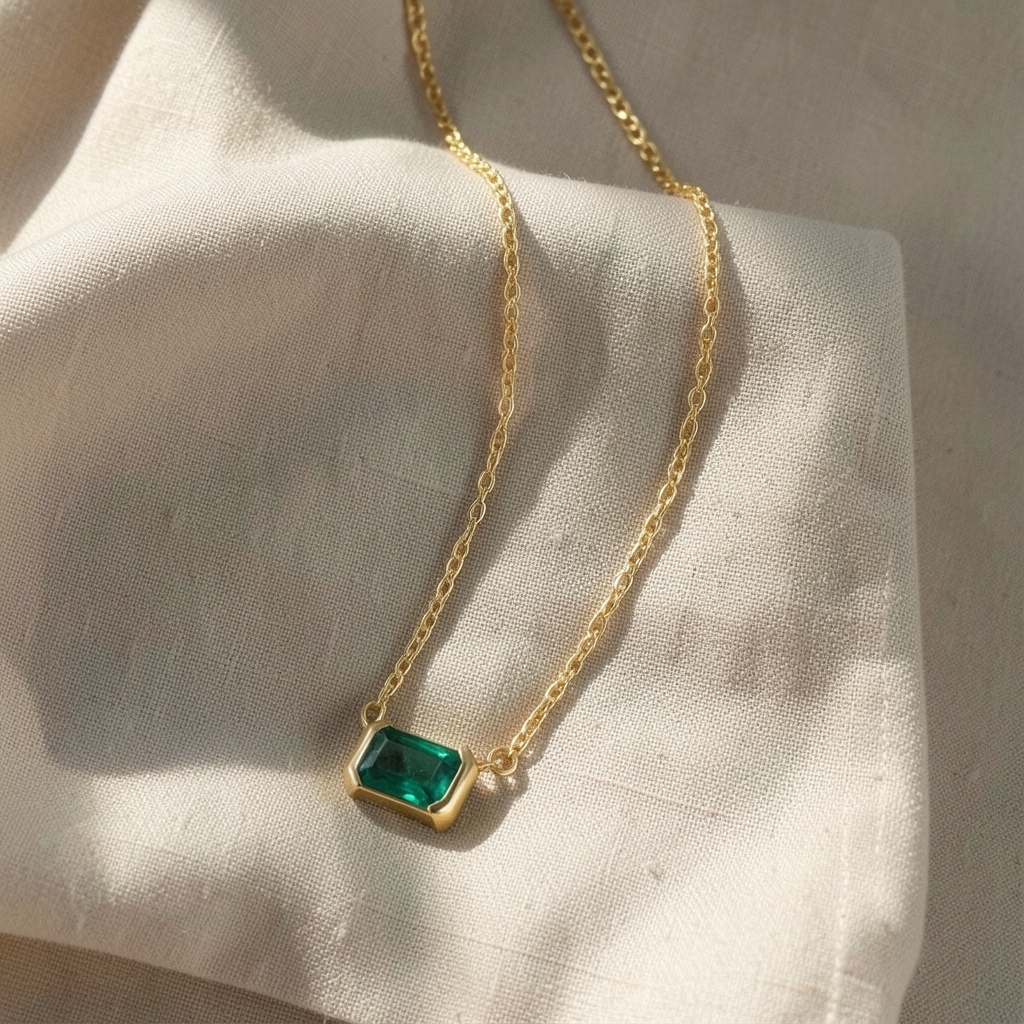Emerald Green Necklace Gold Margot