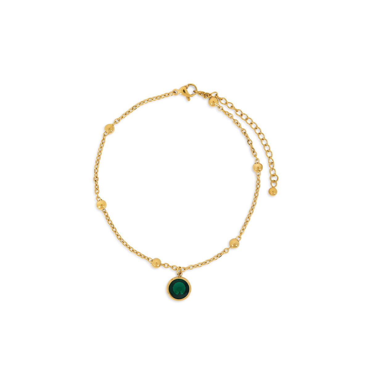 Emerald Pendant Gold Anklet Margot