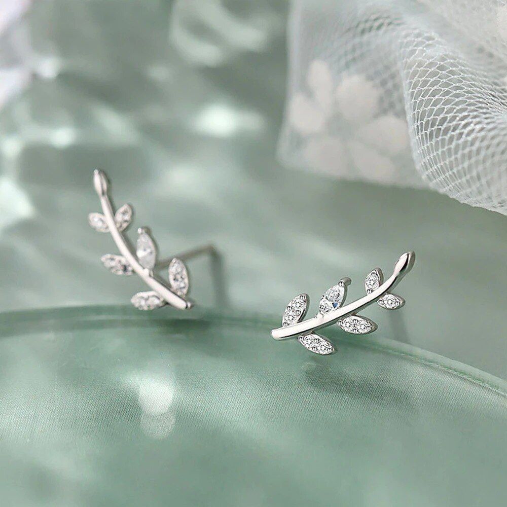 Flexible Silver Leaf Climber Earrings Margot
