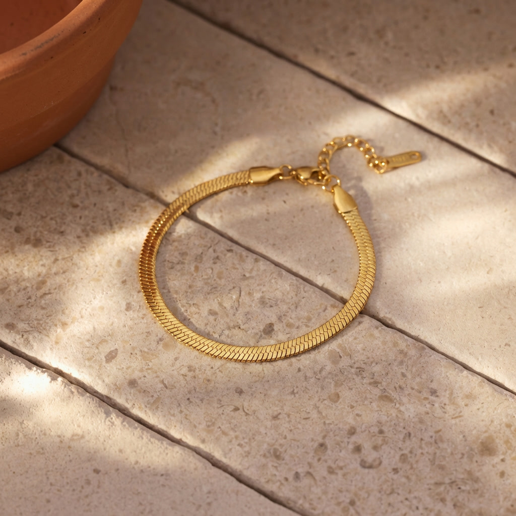 Fluid Gold Herringbone Bracelet Margot