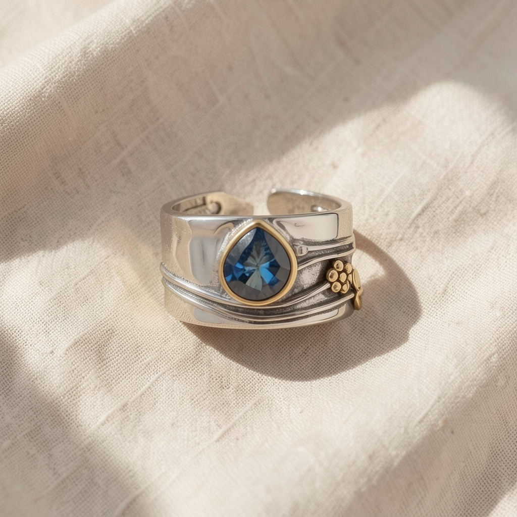 Gemstone Silver Statement Ring Margot