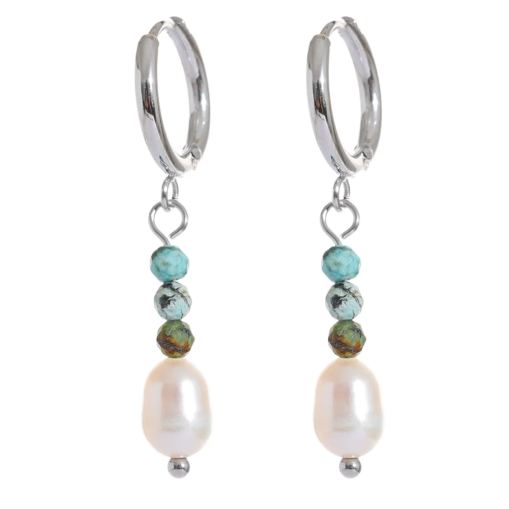 Geometric Pearl Hoop Earrings Gold Margot