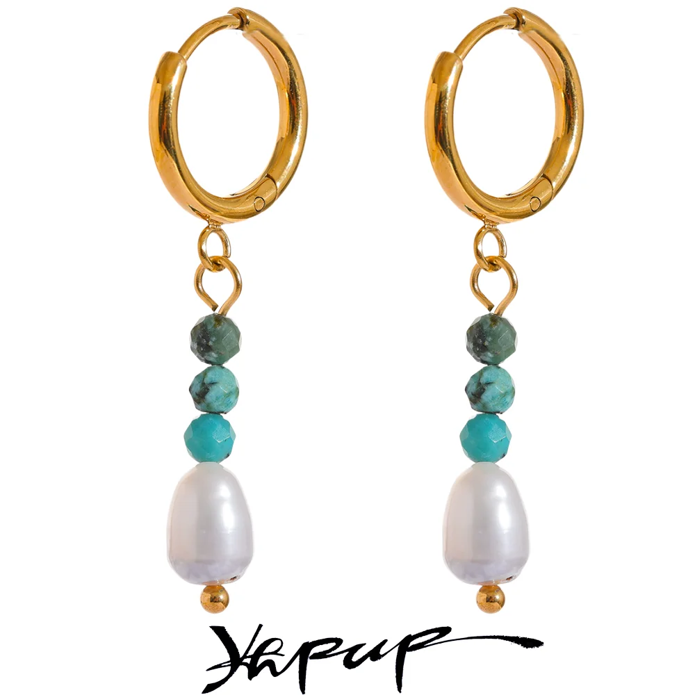 Geometric Pearl Hoop Earrings Gold Margot