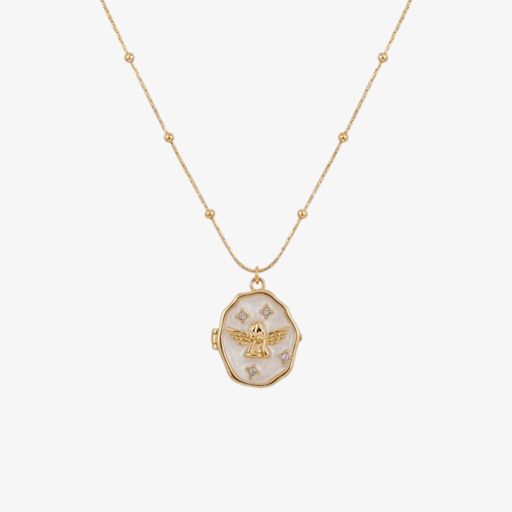 Gold Angel Locket Necklace Margot