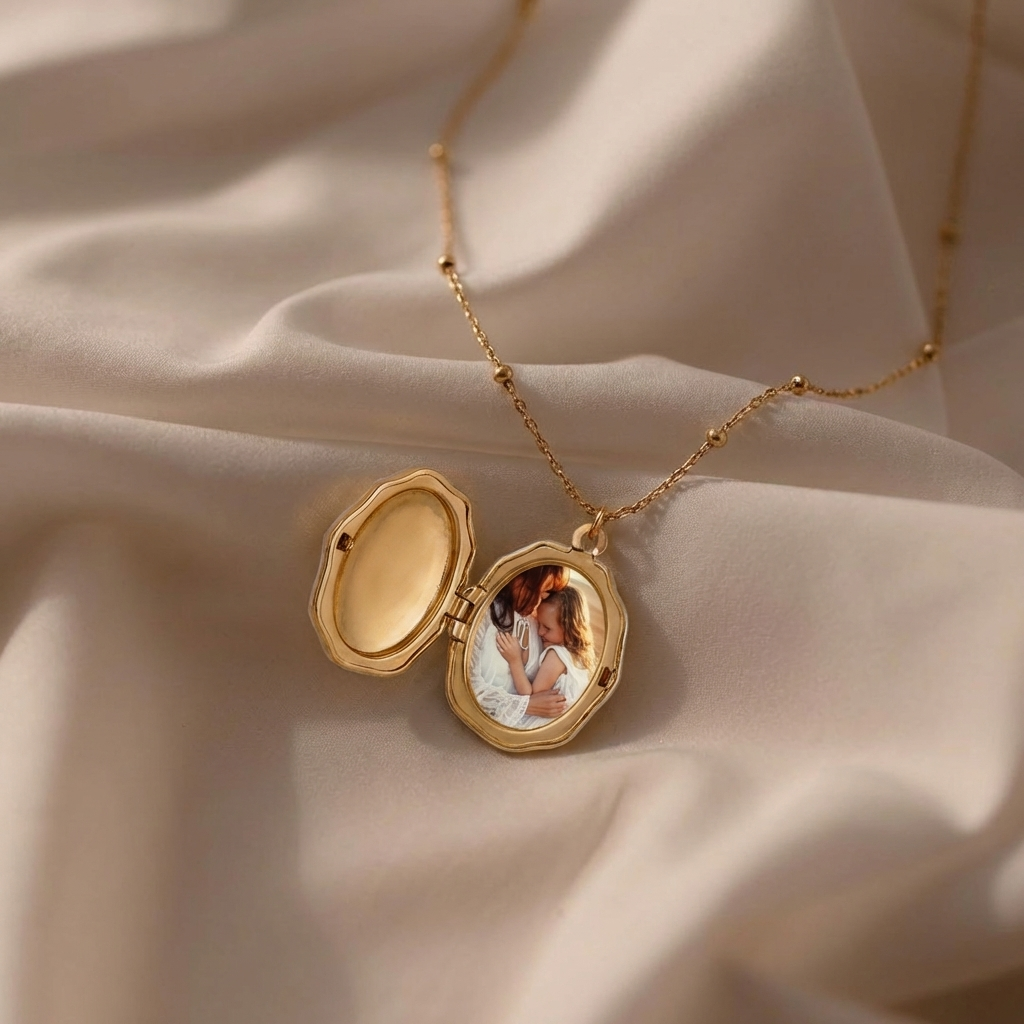 Gold Angel Locket Necklace Margot