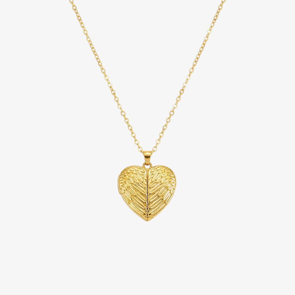 Gold Angel Wings Locket Necklace Margot