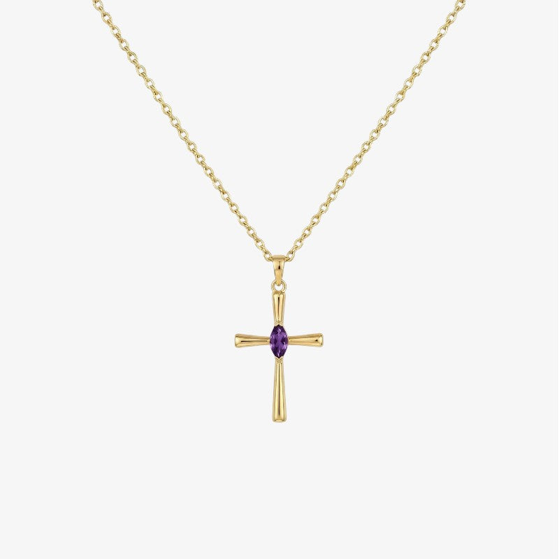 Gold Birthstone Cross Necklace Margot