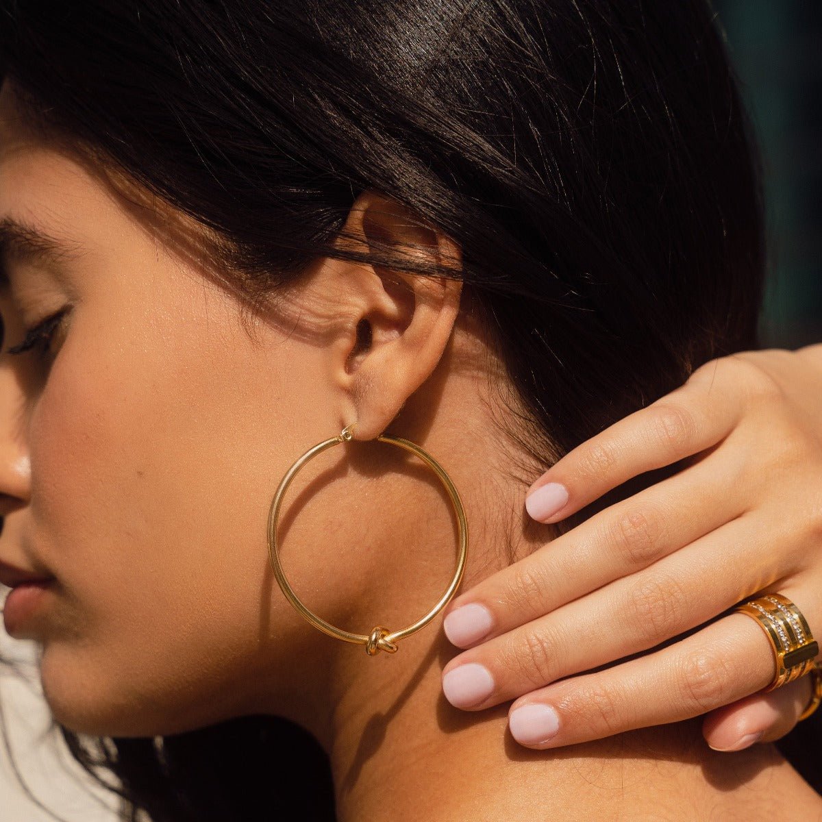 Gold Center Knot Hoop Earrings Margot
