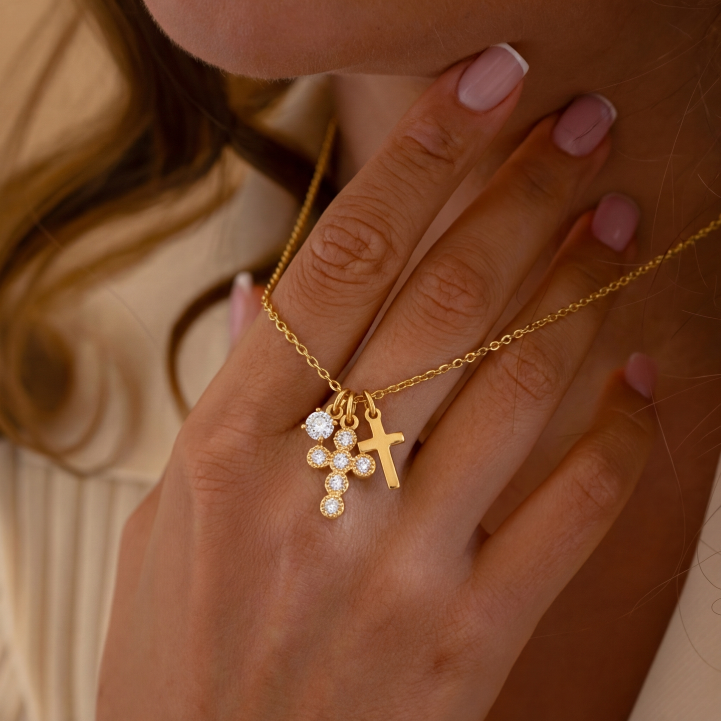 Gold Charm Cross Necklace Margot