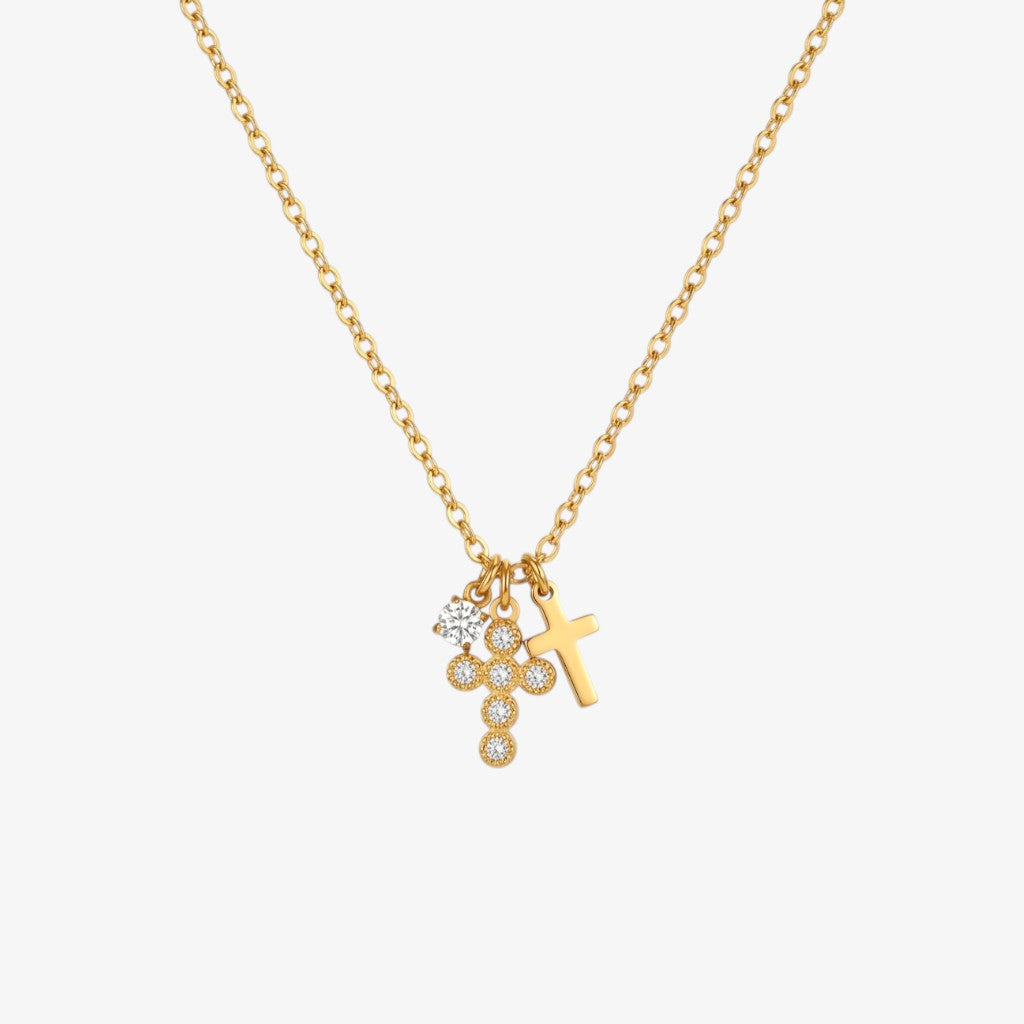Gold Charm Cross Necklace Margot