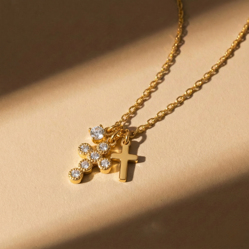 Gold Charm Cross Necklace Margot