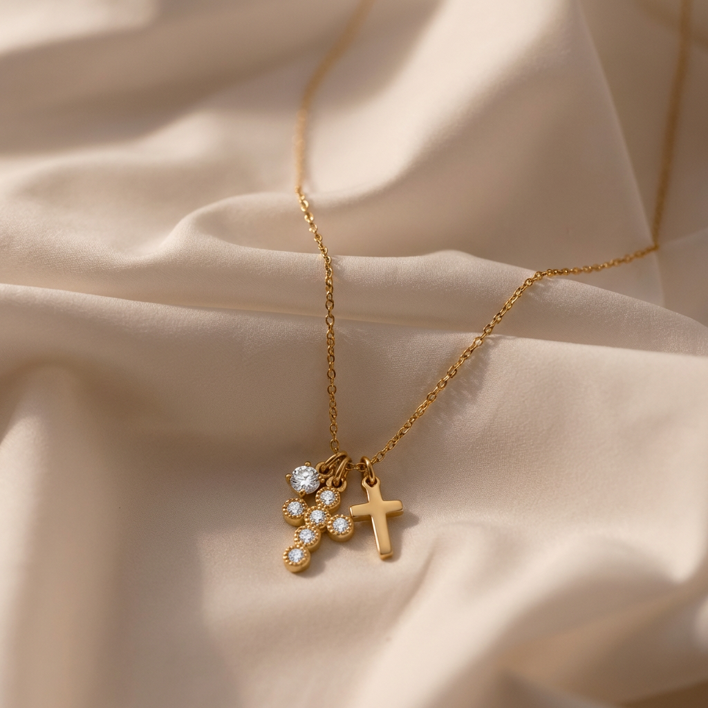 Gold Charm Cross Necklace Margot