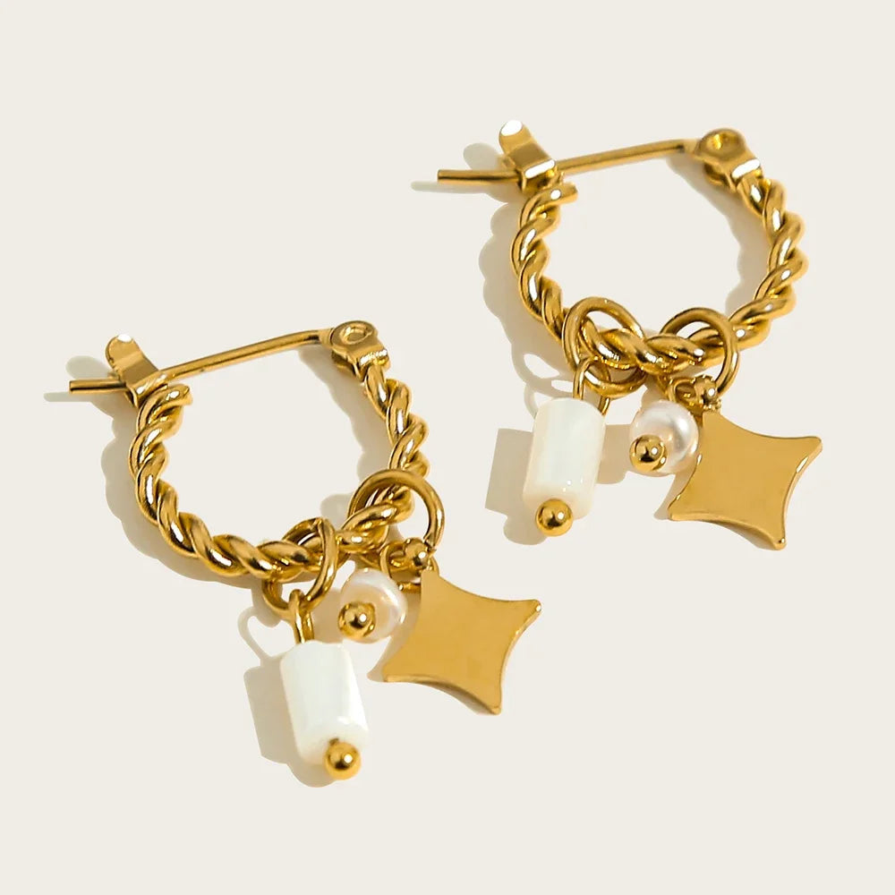 Gold Charm Hoop Earrings Margot