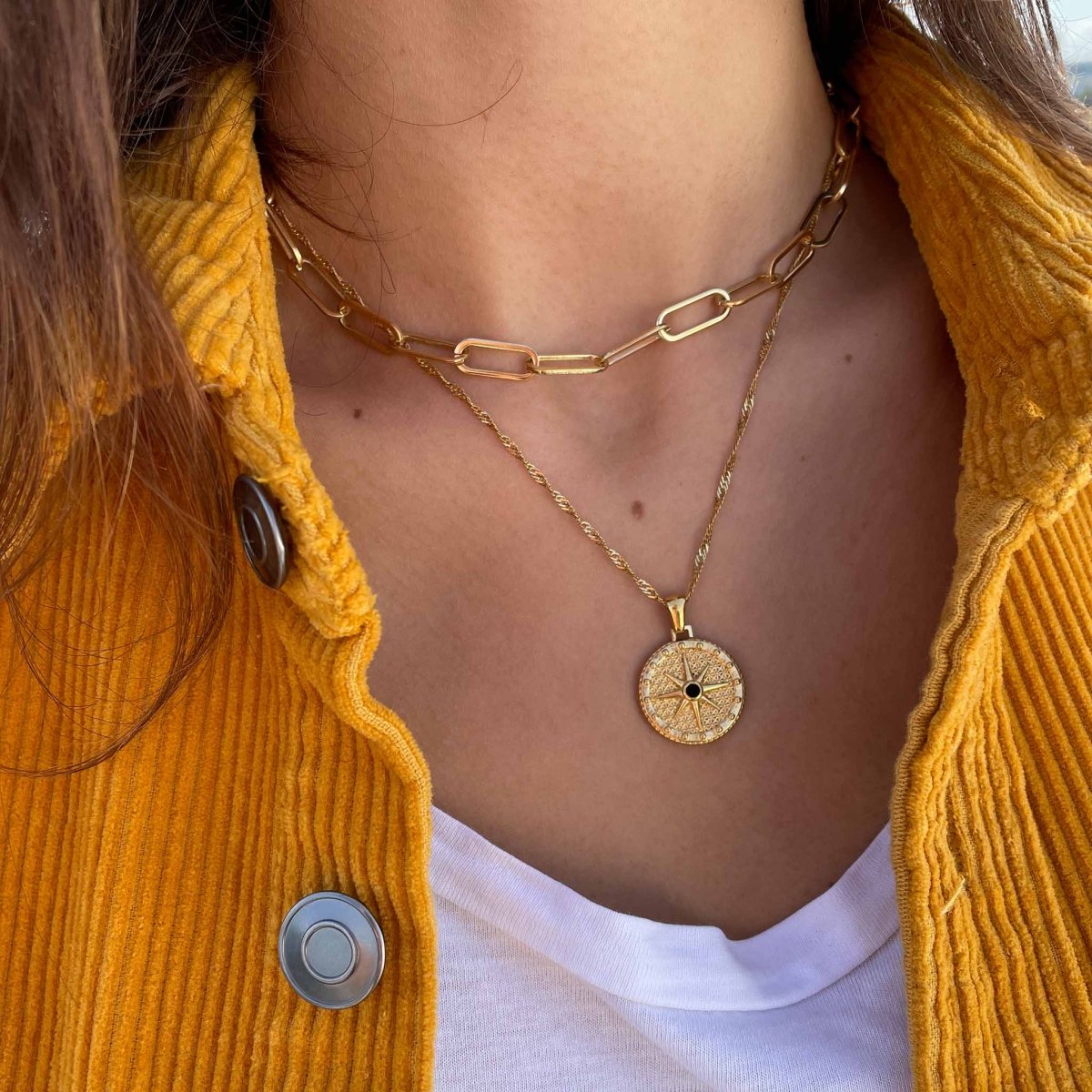 Gold Compass Rose Star Necklace Margot