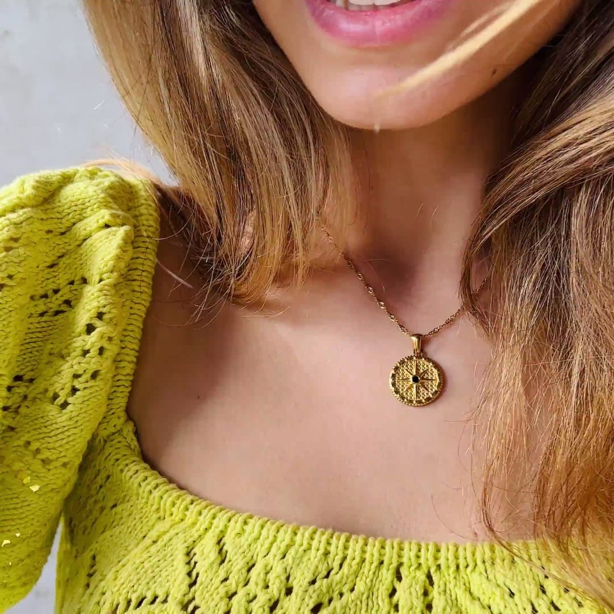 Gold Compass Rose Star Necklace Margot