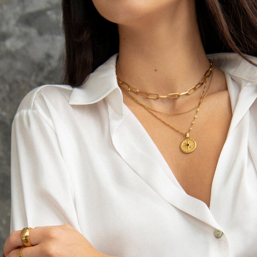 Gold Compass Rose Star Necklace Margot