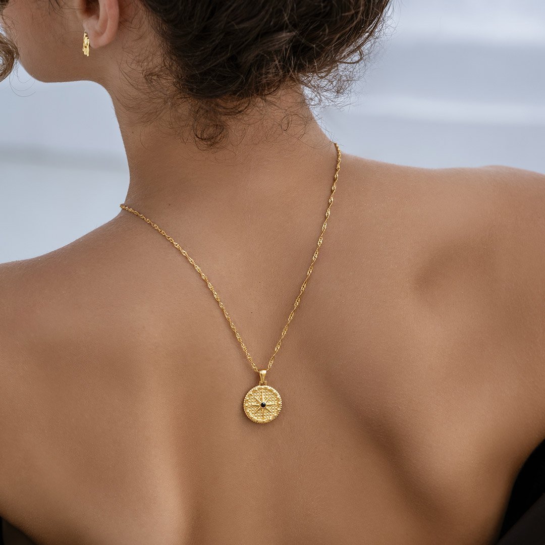 Gold Compass Rose Star Necklace Margot