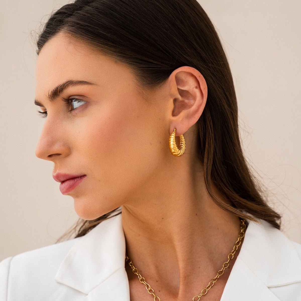 Gold Croissant Hoop Earrings Margot