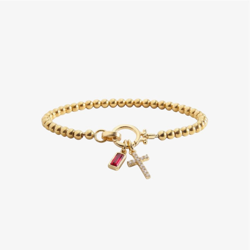 Gold Cross Birthstone Bracelet Margot
