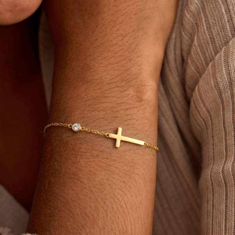 Gold Cross Charm Bracelet Margot