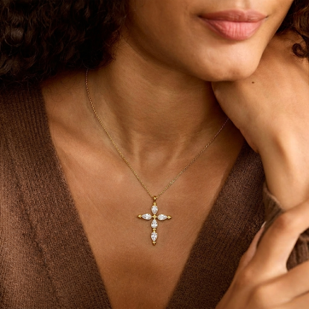 Gold Cross Necklace Margot