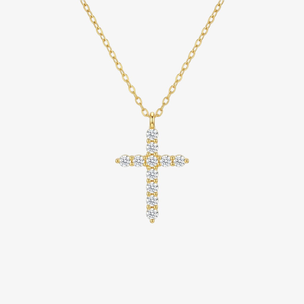 Gold Crystal Cross Necklace Margot