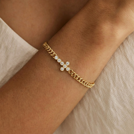 Gold Cuban Chain Cross Bracelet Margot