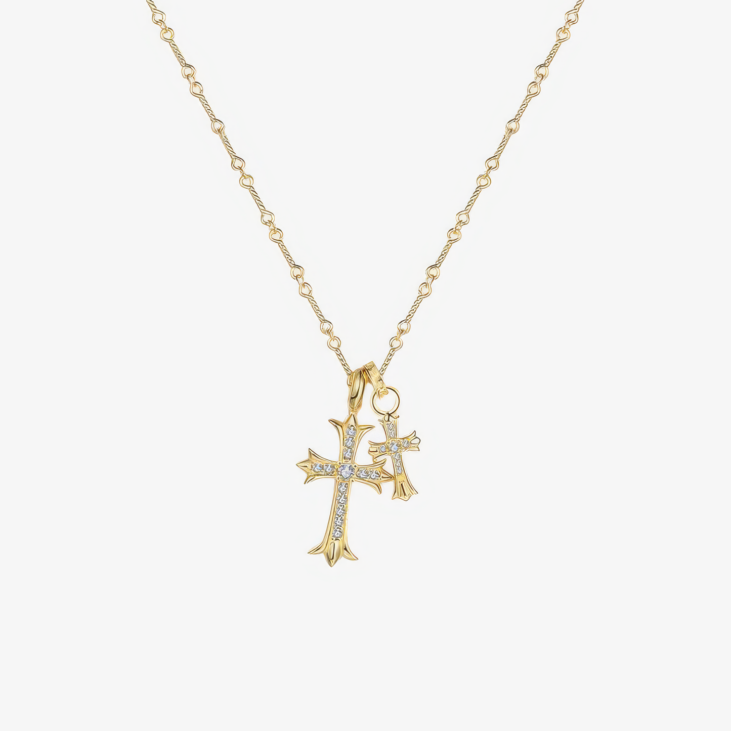 Gold Double Cross Necklace Margot