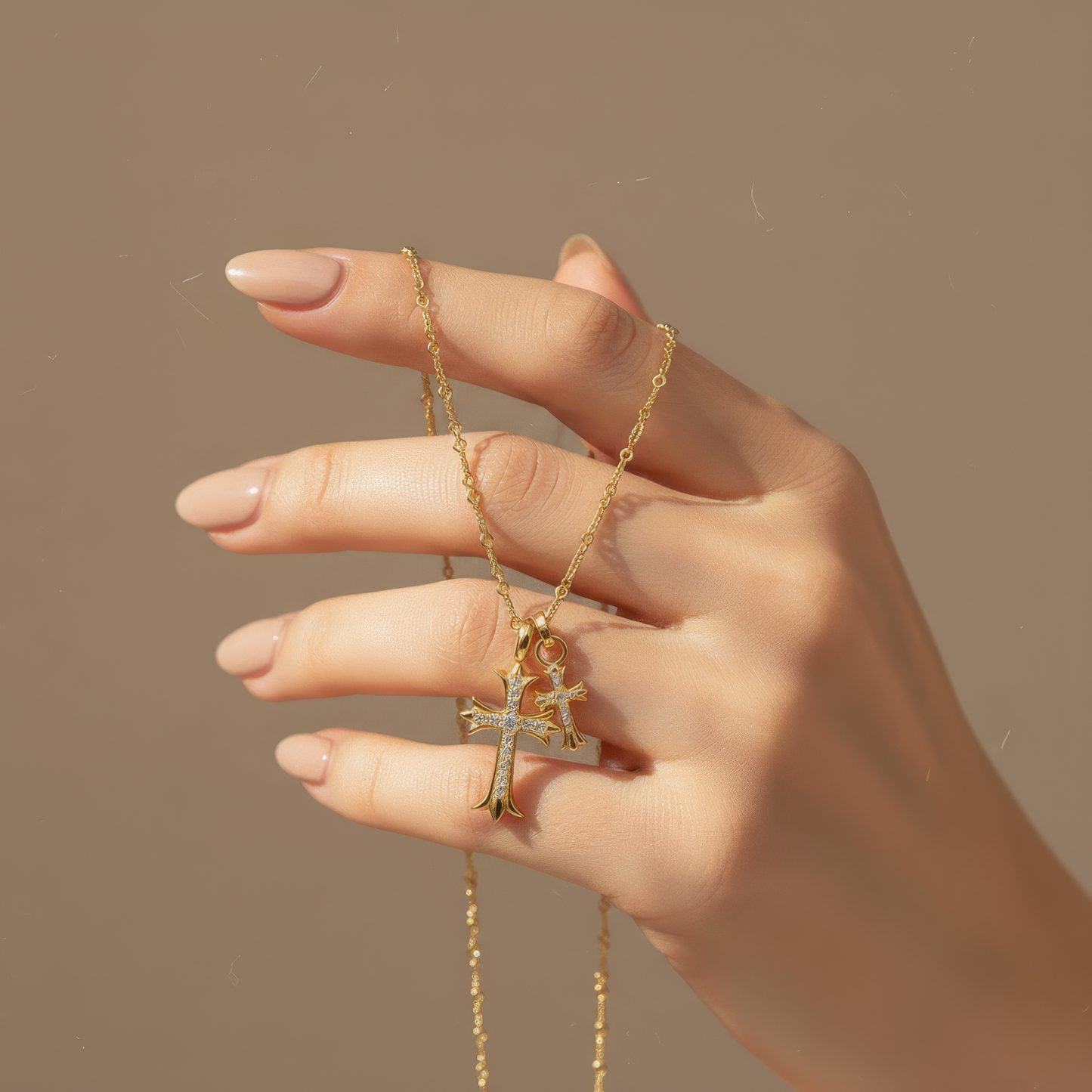 Gold Double Cross Necklace Margot