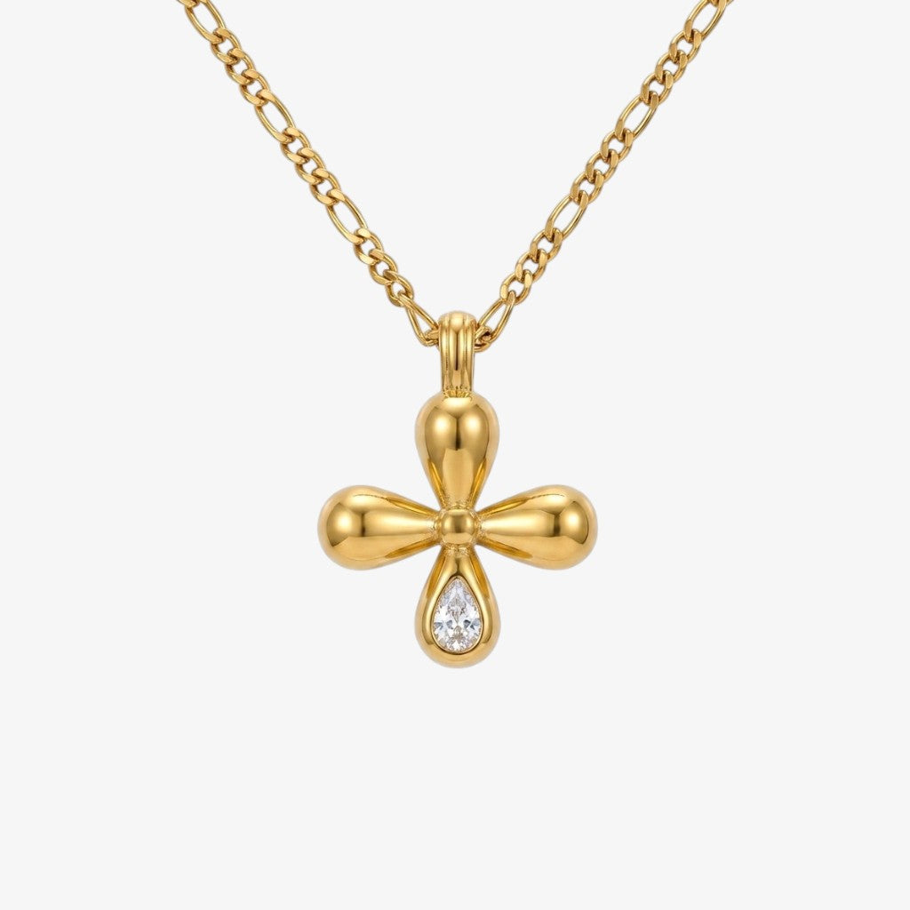 Gold Fleur Cross Necklace Margot