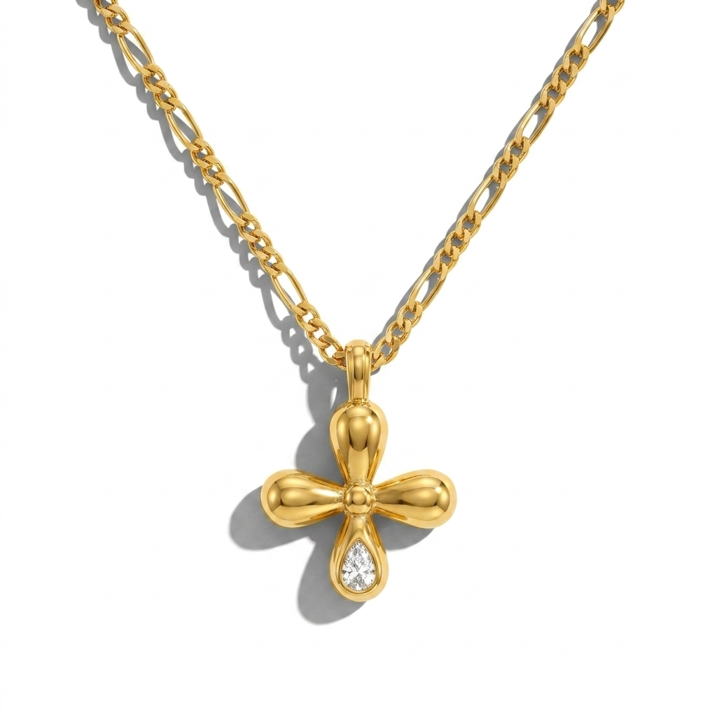 Gold Fleur Cross Necklace Margot