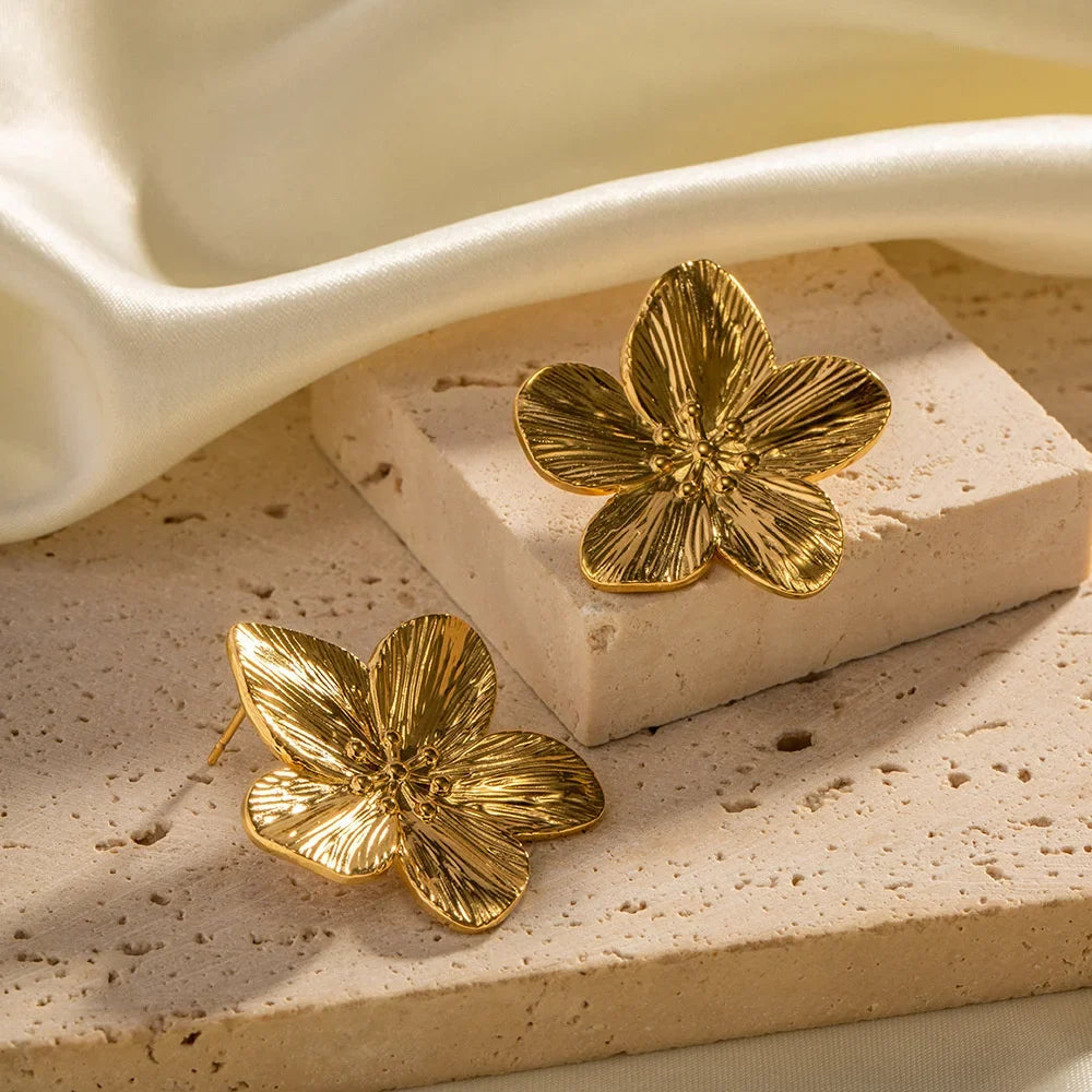 Gold Floral Statement Earrings Margot