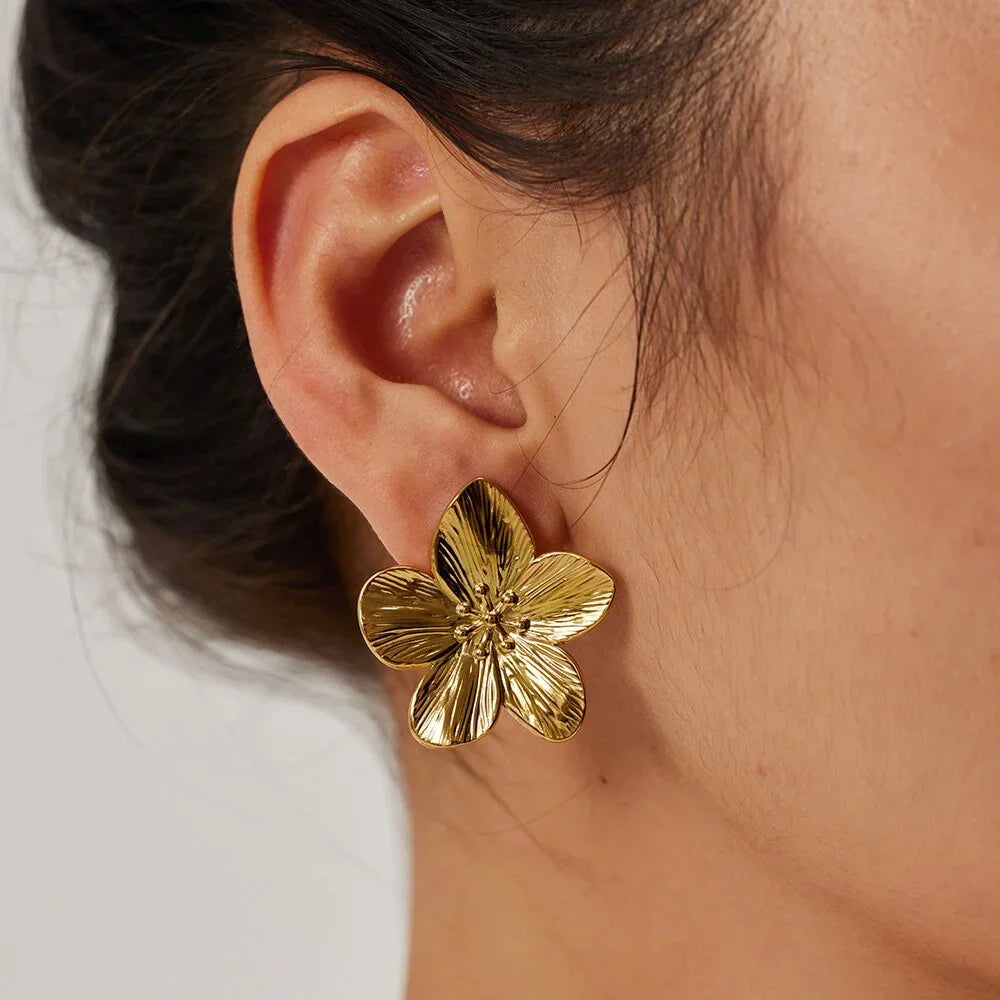 Gold Floral Statement Earrings Margot