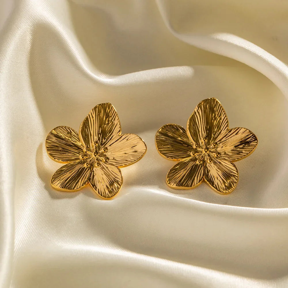 Gold Floral Statement Earrings Margot