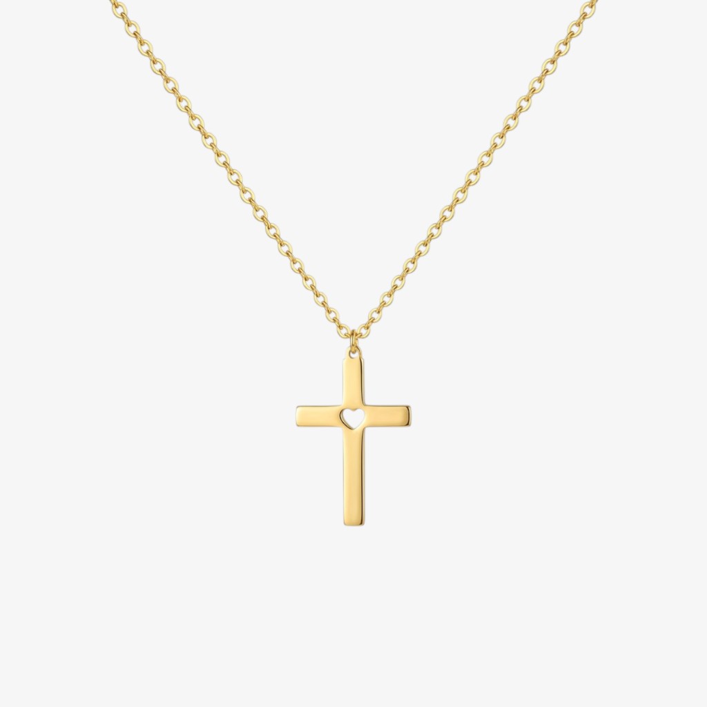 Gold Heart Cross Necklace Margot
