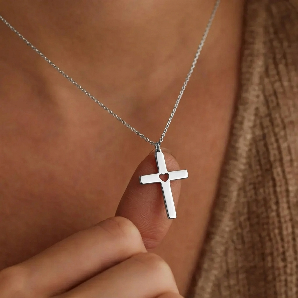 Gold Heart Cross Necklace Margot