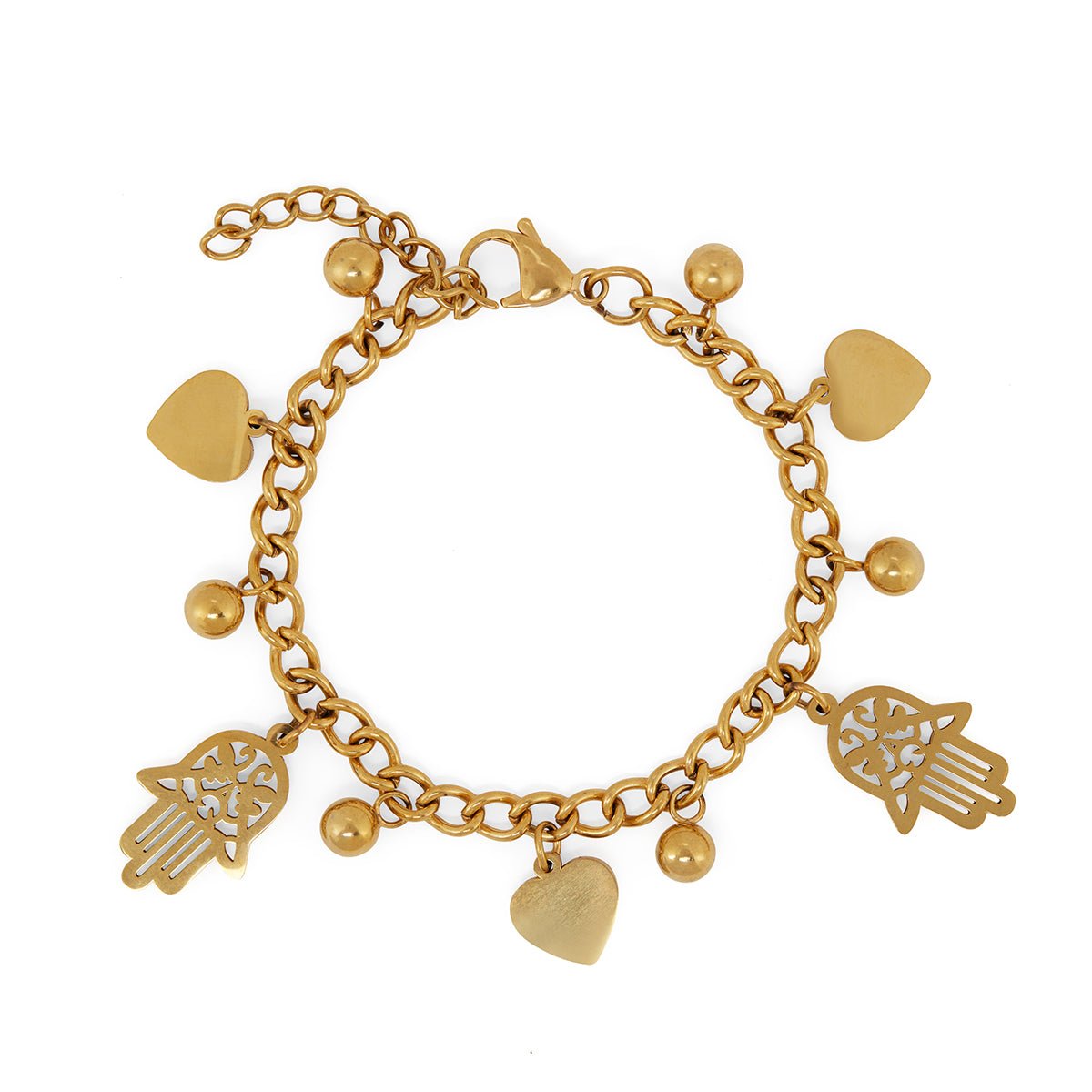 Gold Heart Hamsa Pendant Bracelet Margot