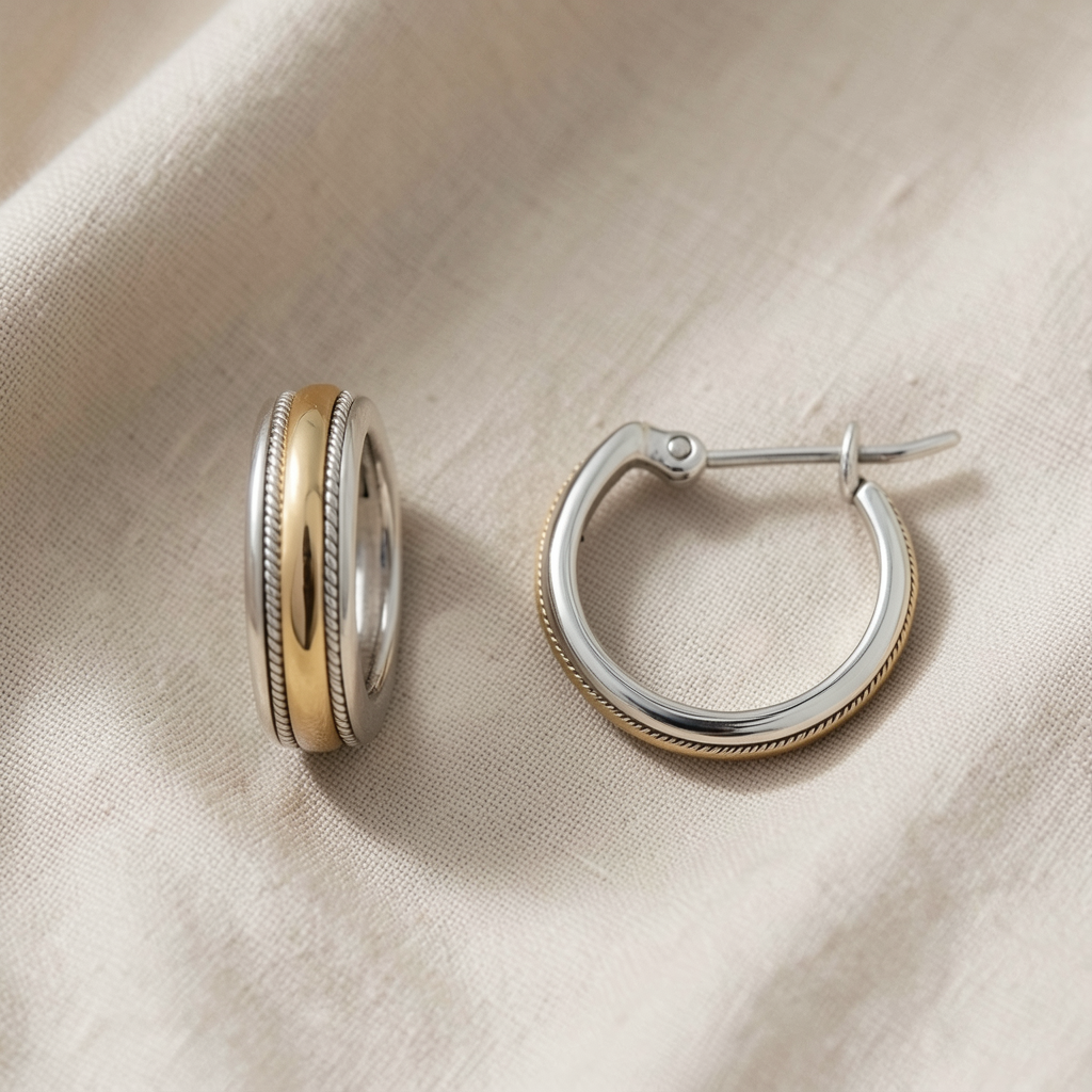 Gold Hoop Earrings with Silver Accents Margot