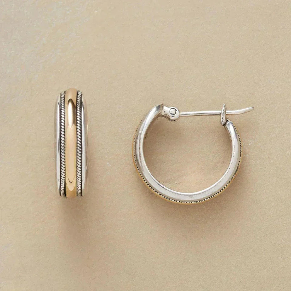 Gold Hoop Earrings with Silver Accents Margot