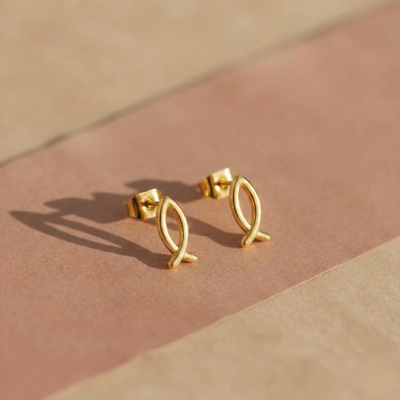 Gold Ichthys Stud Earrings Margot