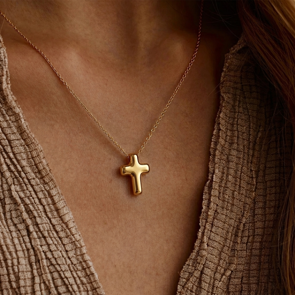 Gold Mini Cross Necklace Margot